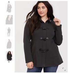 Dark Grey Hooded Toggle Coat